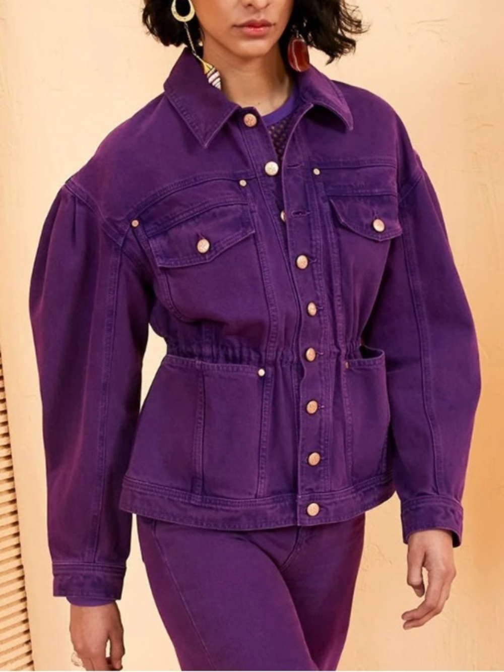 ULLA JOHNSON ODETTE DENIM JACKET CASSIS WASH PURPLE